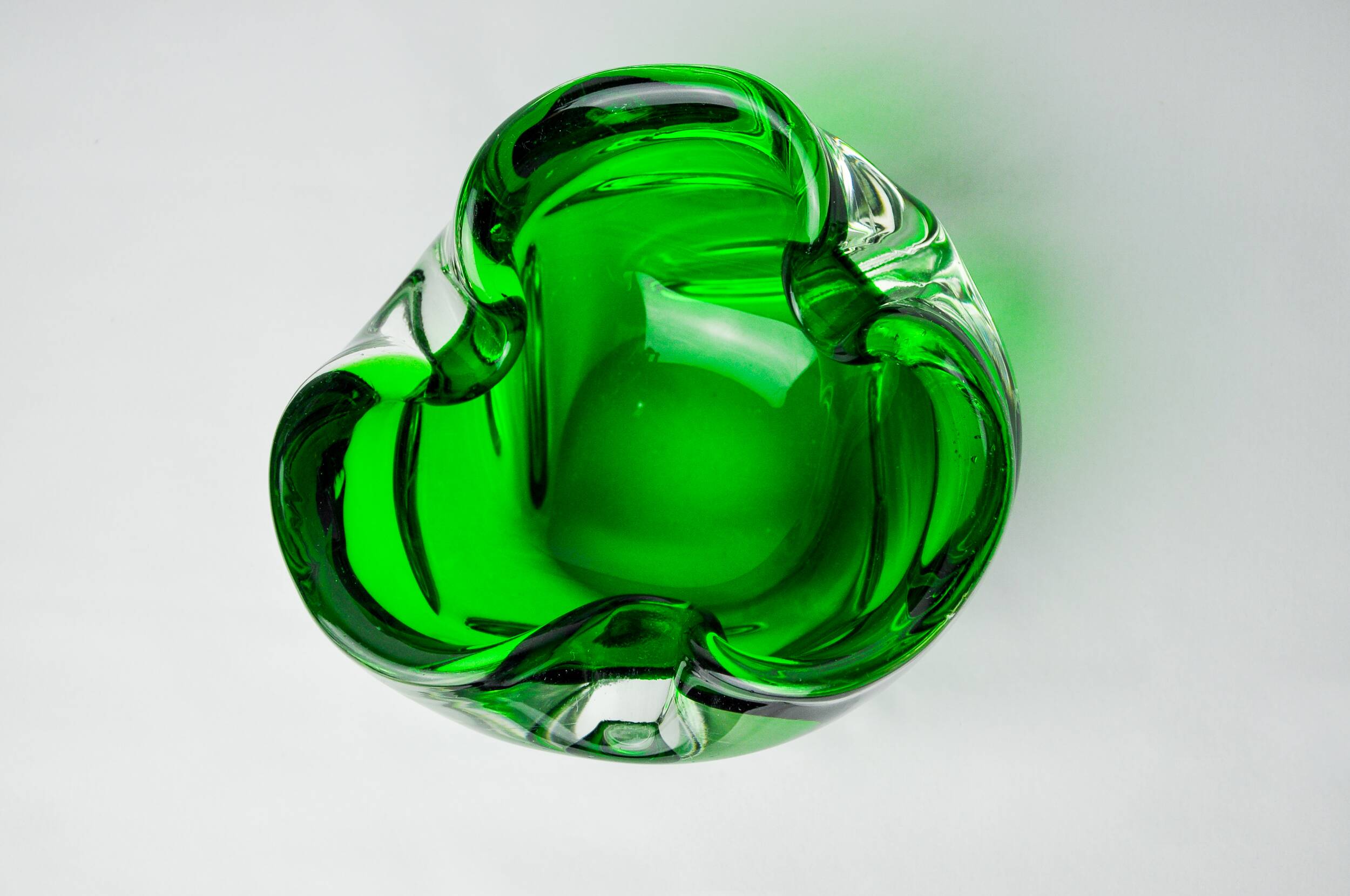 Sommerso green pocket emptier by Flavio Poli for Seguso, Murano glass, Italy, 1970