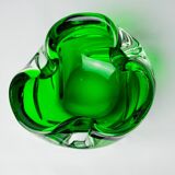 Sommerso green pocket emptier by Flavio Poli for Seguso, Murano glass, Italy, 1970