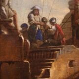 Great Capriccio Painting with Classical Ruins and Figures from the 18th Cen
