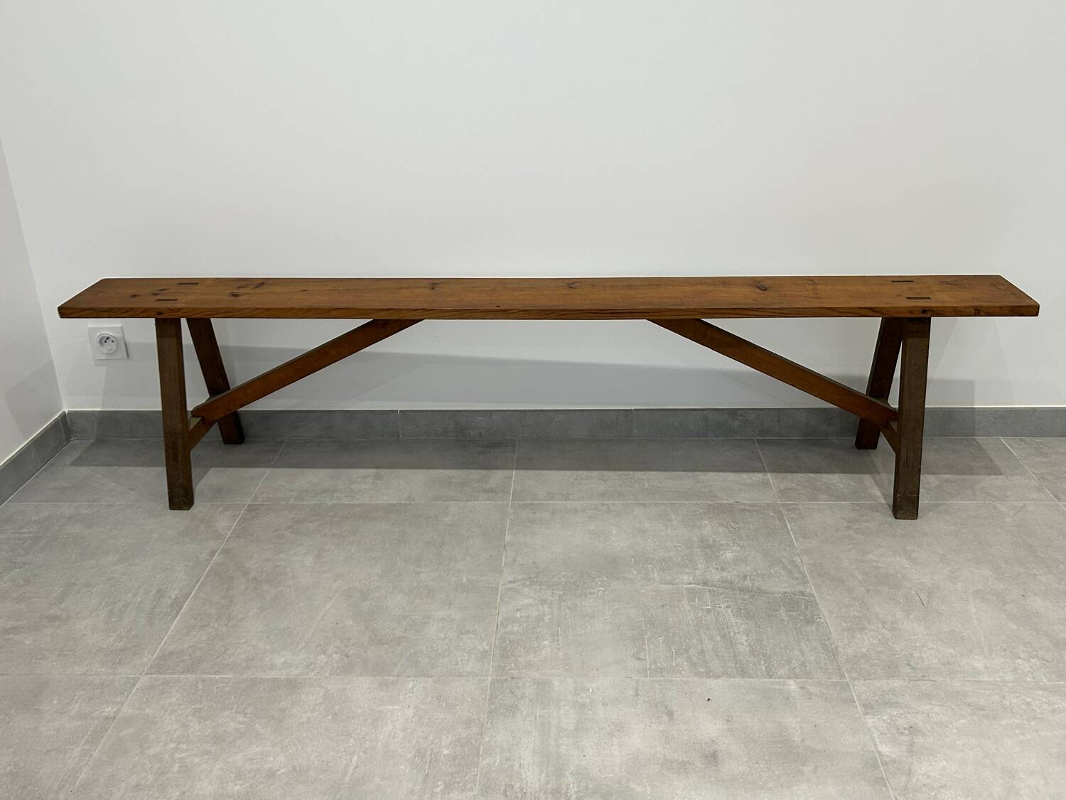 Pair of natural wood benches