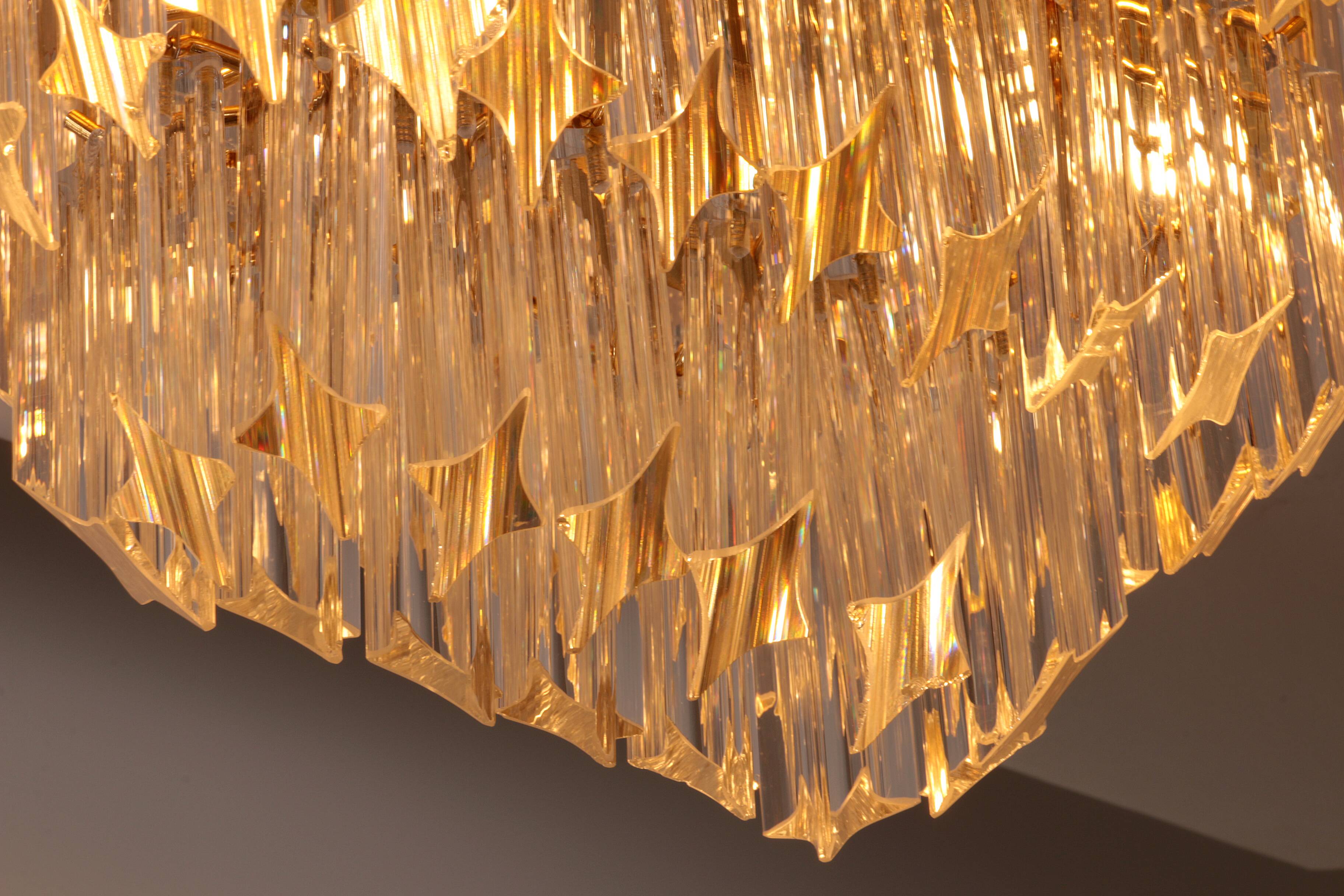 Novaresi Gold Plated Ceiling Lamp CH Serie 1970 Italy
