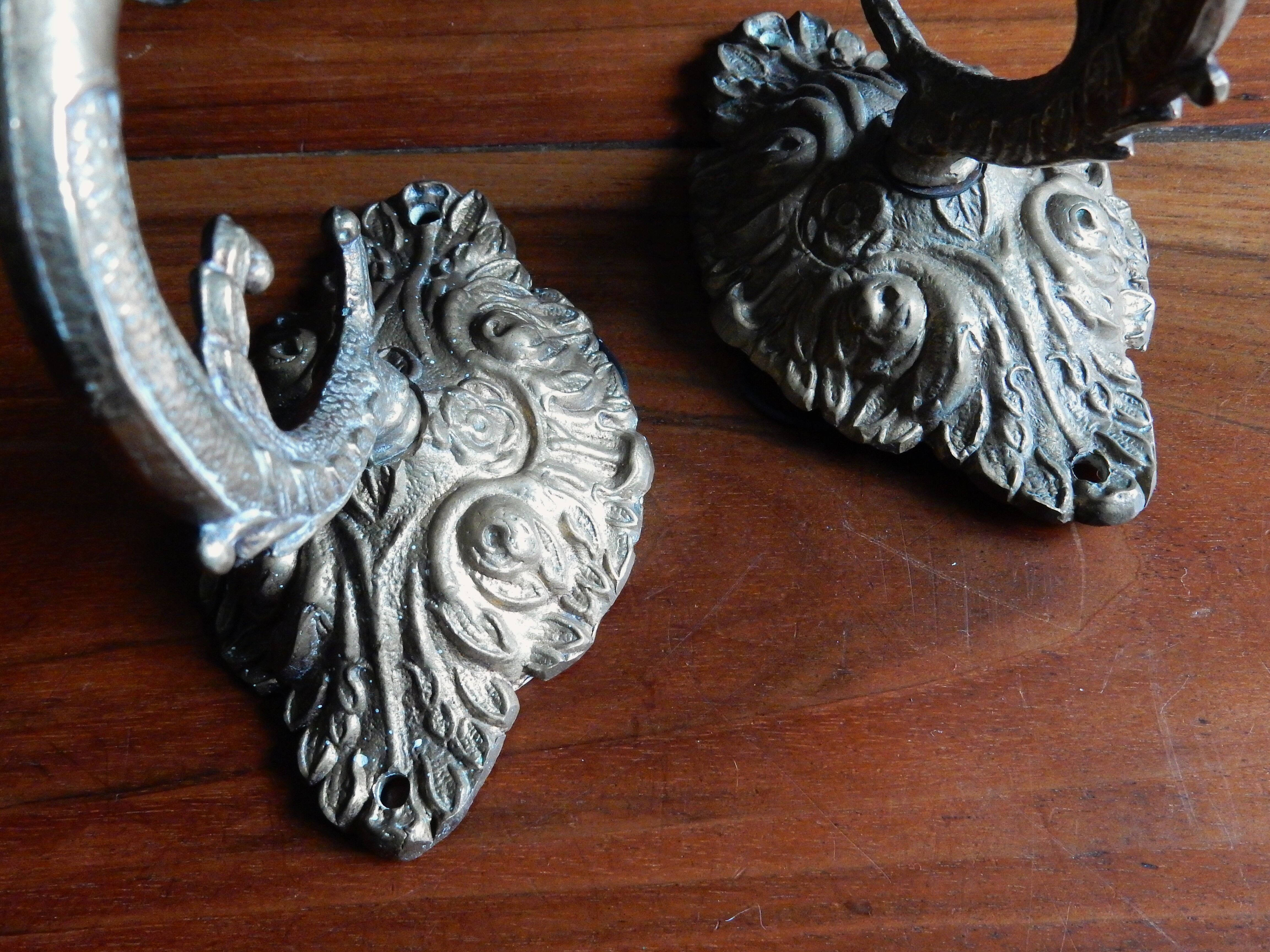 Set of 2 bronze wall chandeliers 1 fire