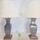 Vintage Asian Table Lamps in Pewter and Brass, 1950s, Set of 2