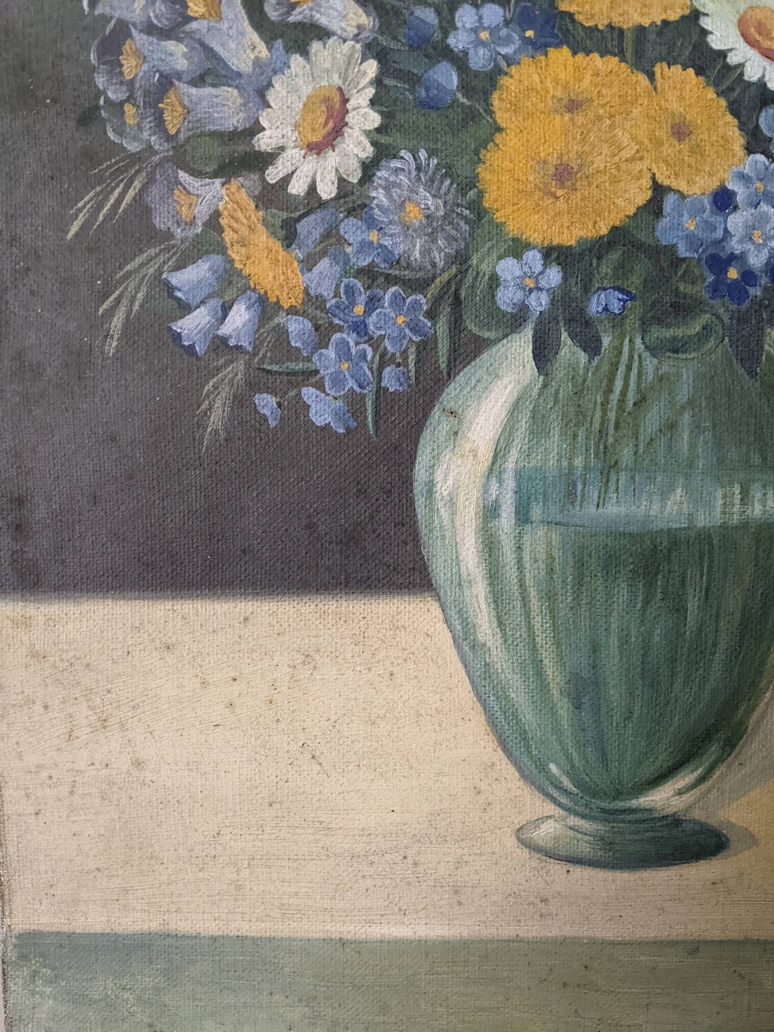 Antique still life painting, bohemian country decor