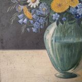 Antique still life painting, bohemian country decor