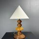 Midcentury wood turned adjustable table lamp with glass sphere, 1970s