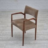 1960s, Danish chair, solid teak wood, furniture velour.
