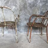 Pair of metal armchairs