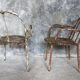 Pair of metal armchairs