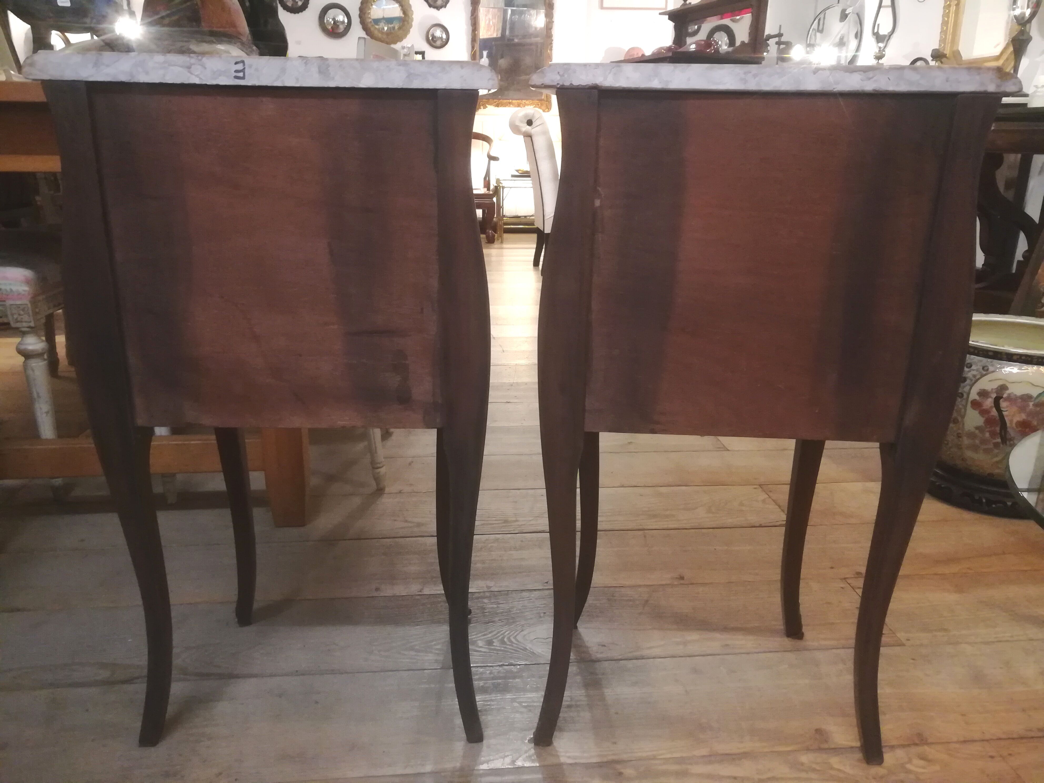 Pair of Louis XV style bedside tables in marquetry