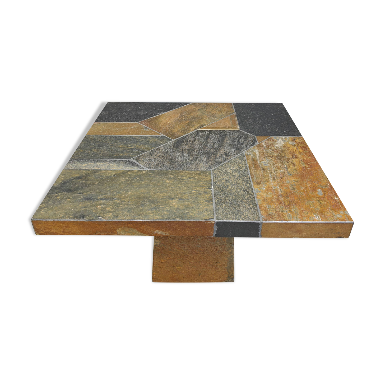 Brutalist slate stone coffee table, 1980s