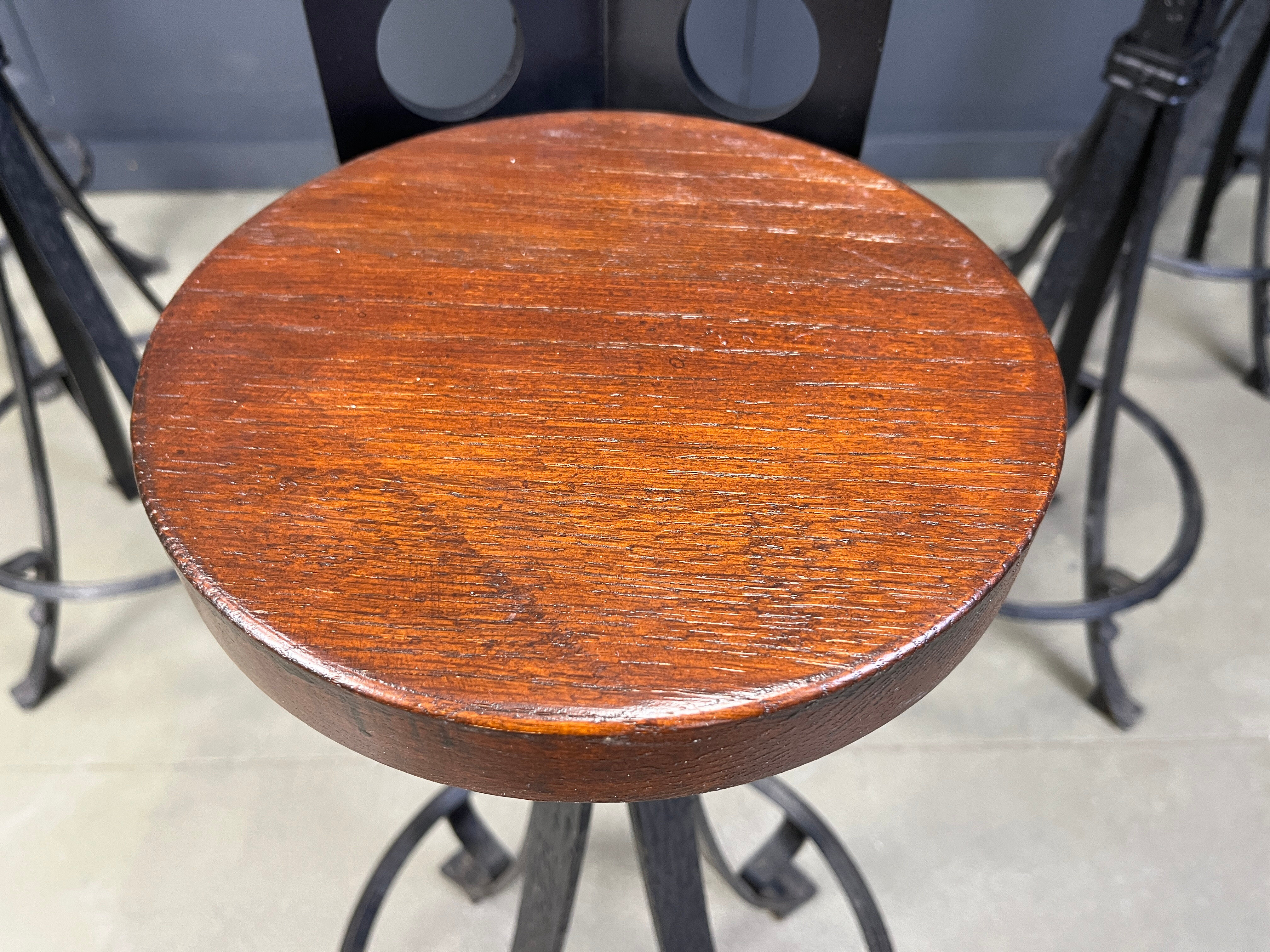 Vintage brutalist wrought iron bar stools, 1960s - set of 6