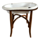Old baby bean bathtub enamelled structure bent wood early twentieth century