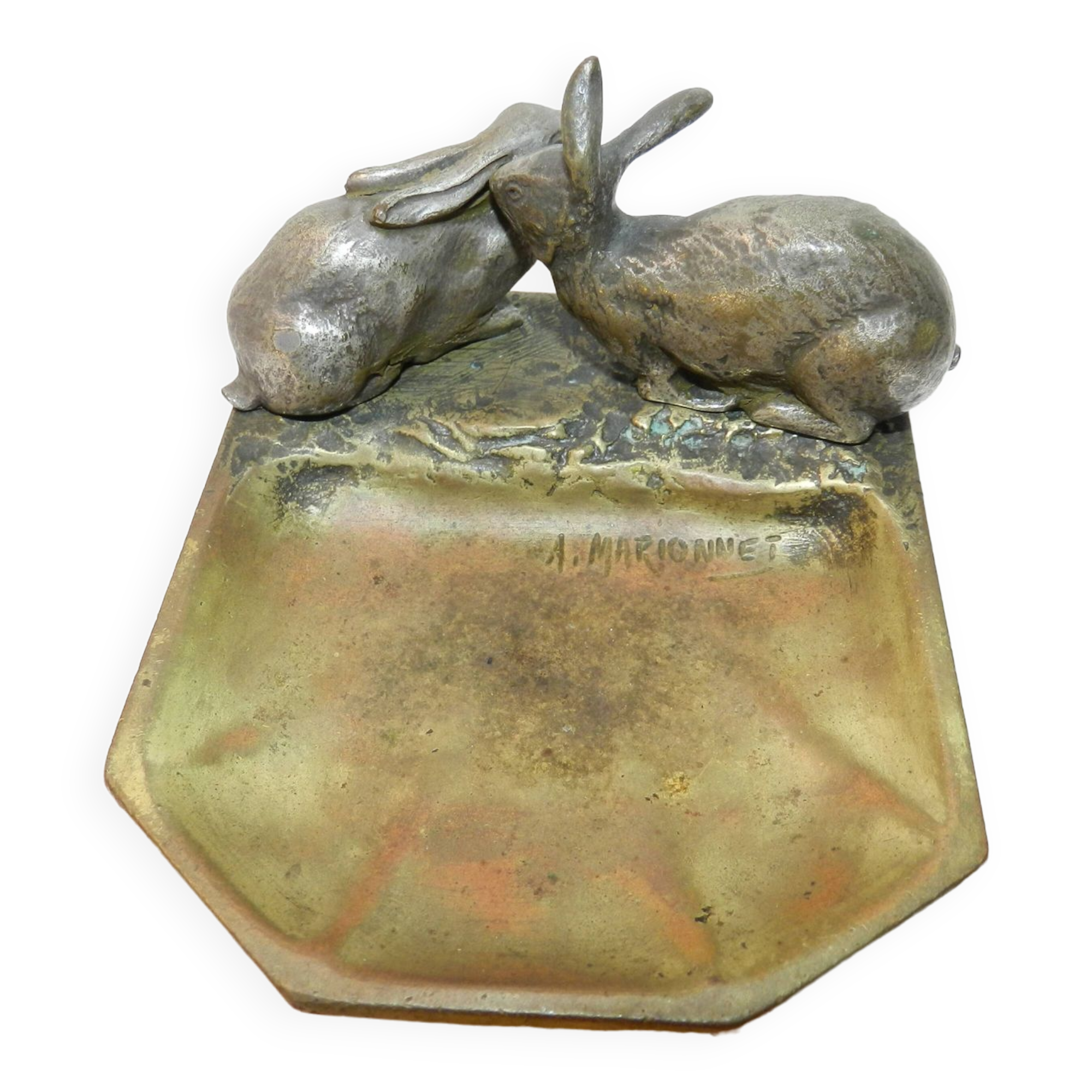 Bronze ashtray signed albert marionnet (1852-1910) art nouveau