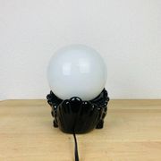 Black ceramic swan lamp with vintage opaline globe