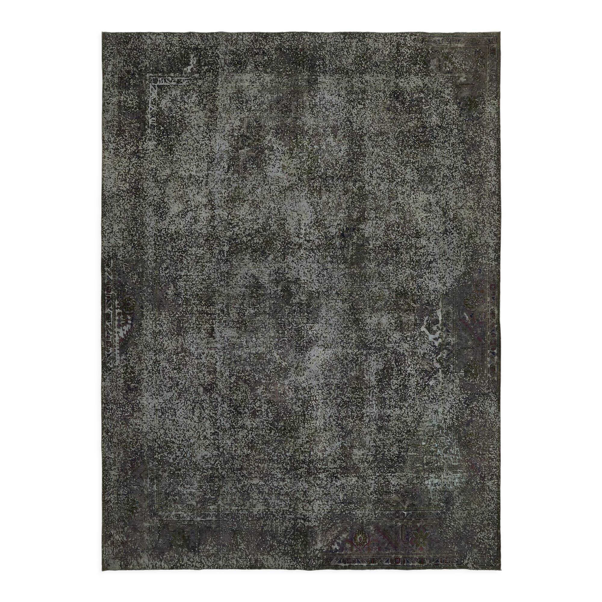 Hand-knotted persian antique 1970s 295 cm x 385 cm grey wool carpet