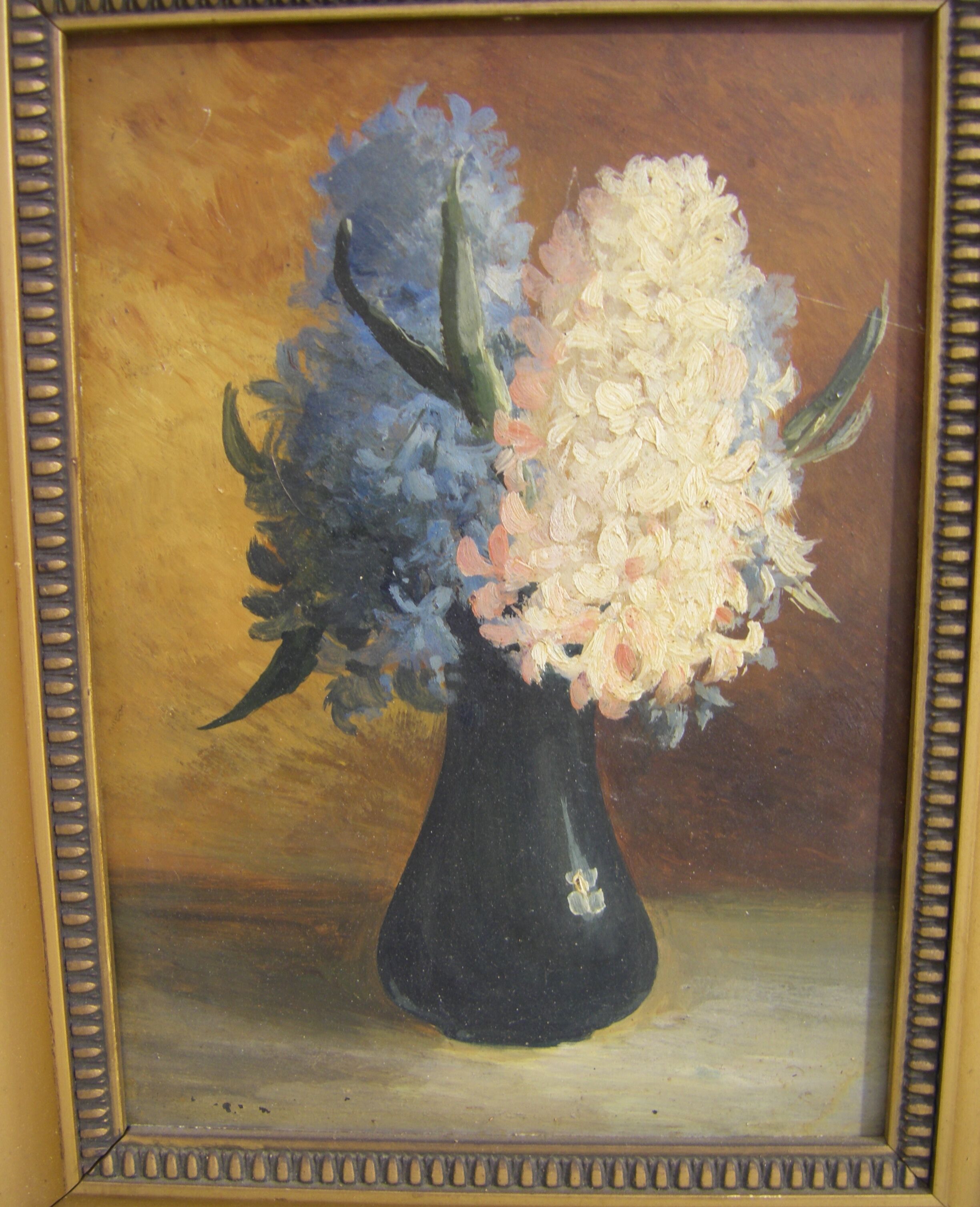 Paire de peintures de fleurs