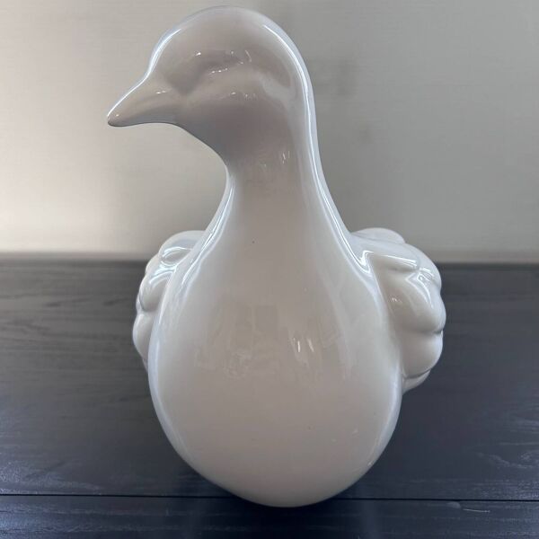 Grand cache pot oiseau blanc