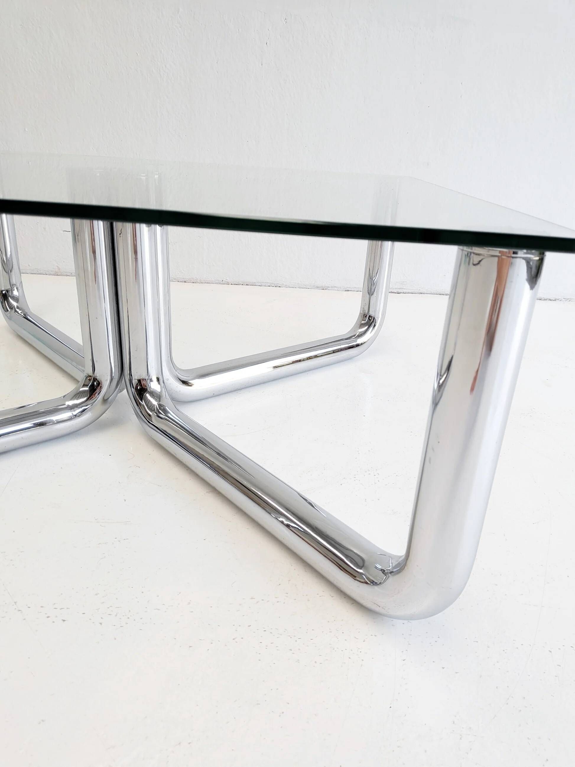 Space age chrome & glass coffee table 1970s
