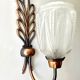 Pair of Art Deco wall lights, copper and frosted glass