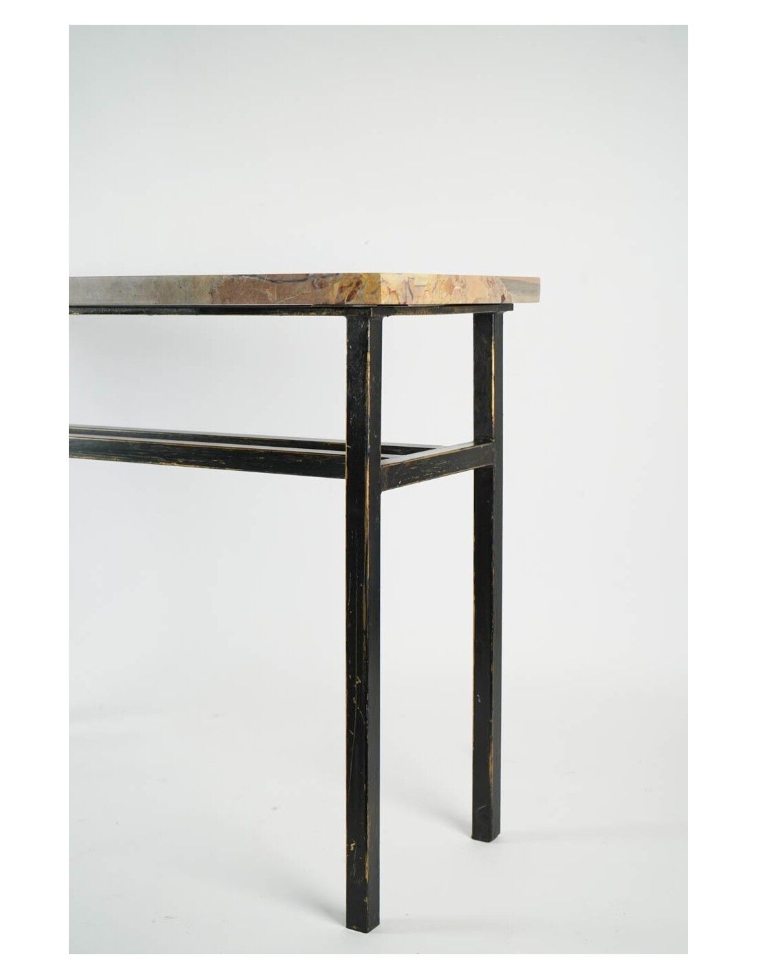 Console, art moderne, acier peint et marbre