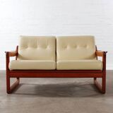 Canapé vintage 2 places Holstebro en teck, design danois du milieu du siècle
