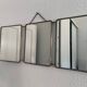 Vintage 1960s triptych barber hairdresser pumpkin mirror - 27 x 68 cm