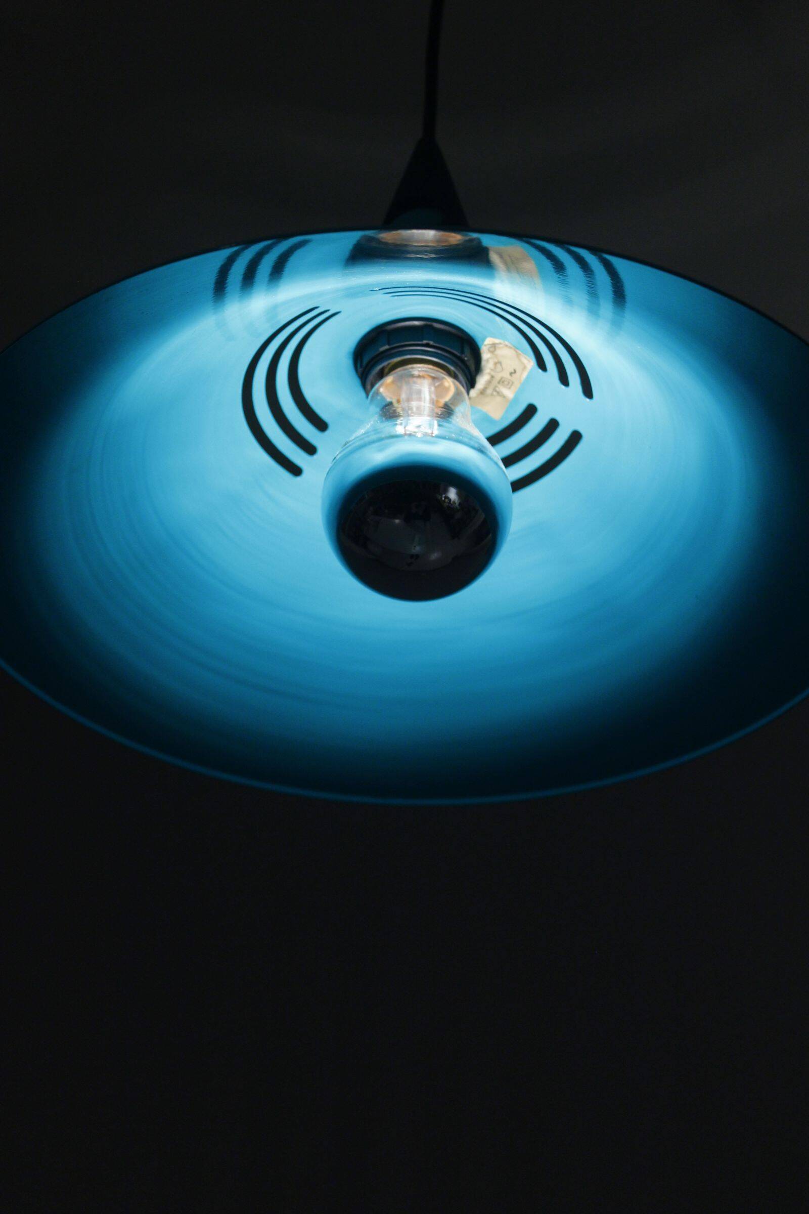 Post-modern suspension lamp Memphis metal & plastic design Brilliant 1980s