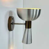Vintage brushed metal and copper wall light, Netherlands, 1960.
