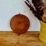 Round mirror in vintage wood