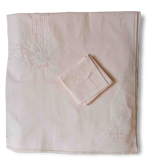 Nappe carrée en lin brodée main