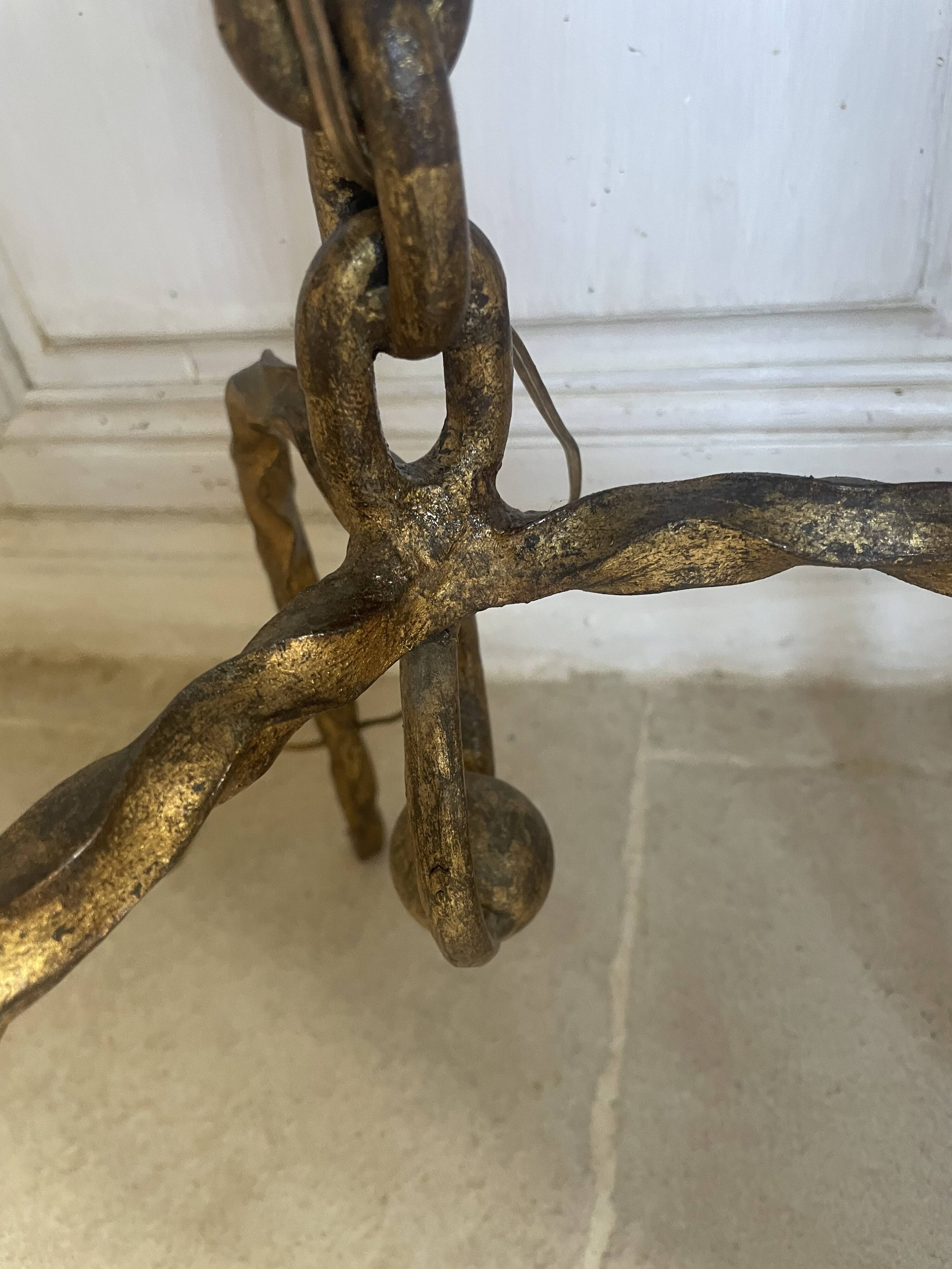 Brutalist floor lamp with chain links