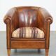 Fauteuil club vintage couleur cognac en cuir de mouton