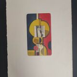 Femme jaune lithographie originale signée à la main ea - andre minaux