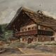 Alpine Table from the 1950s, carved and painted wood, signed by Francois Raugel - 4