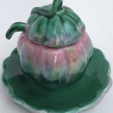 Green and pink tomato barbotine with saucer