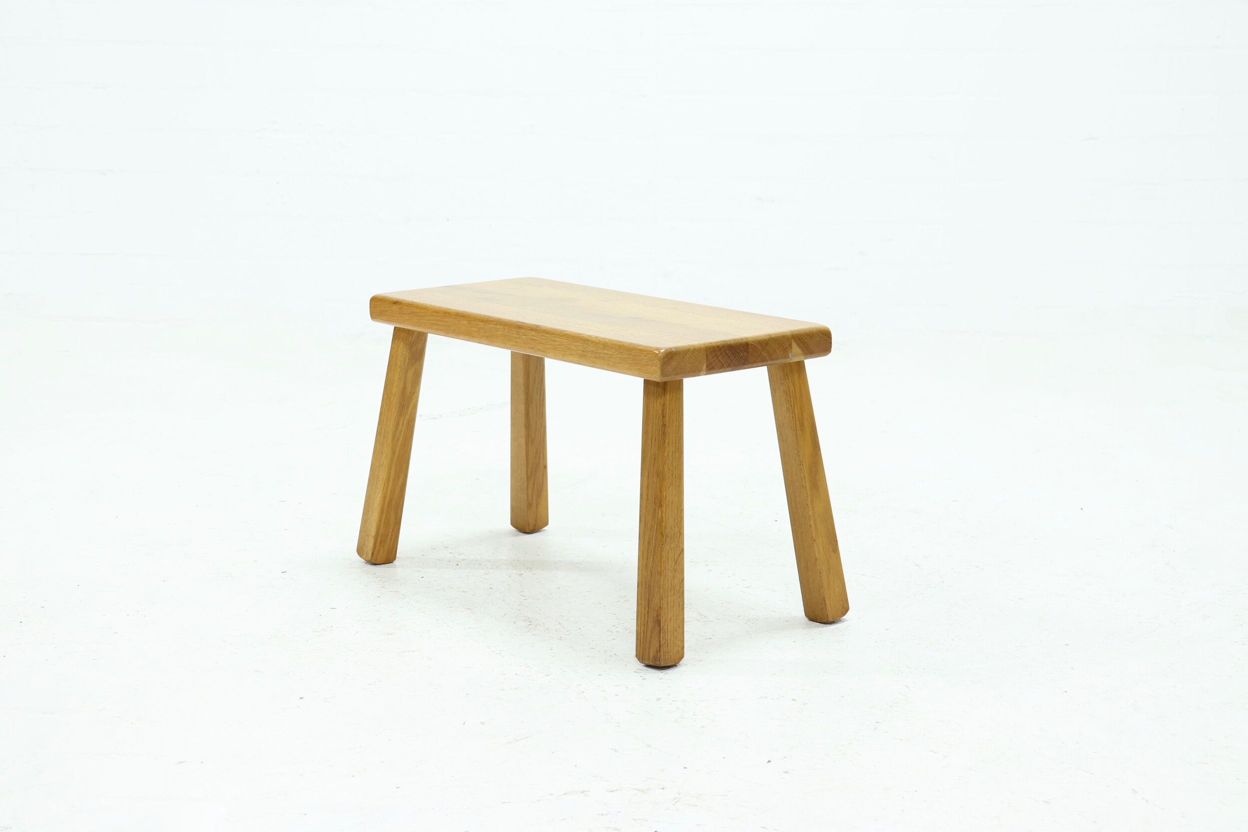 Solid oak brutalist side table or coffee table 1970s