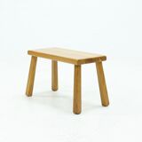 Solid oak brutalist side table or coffee table 1970s