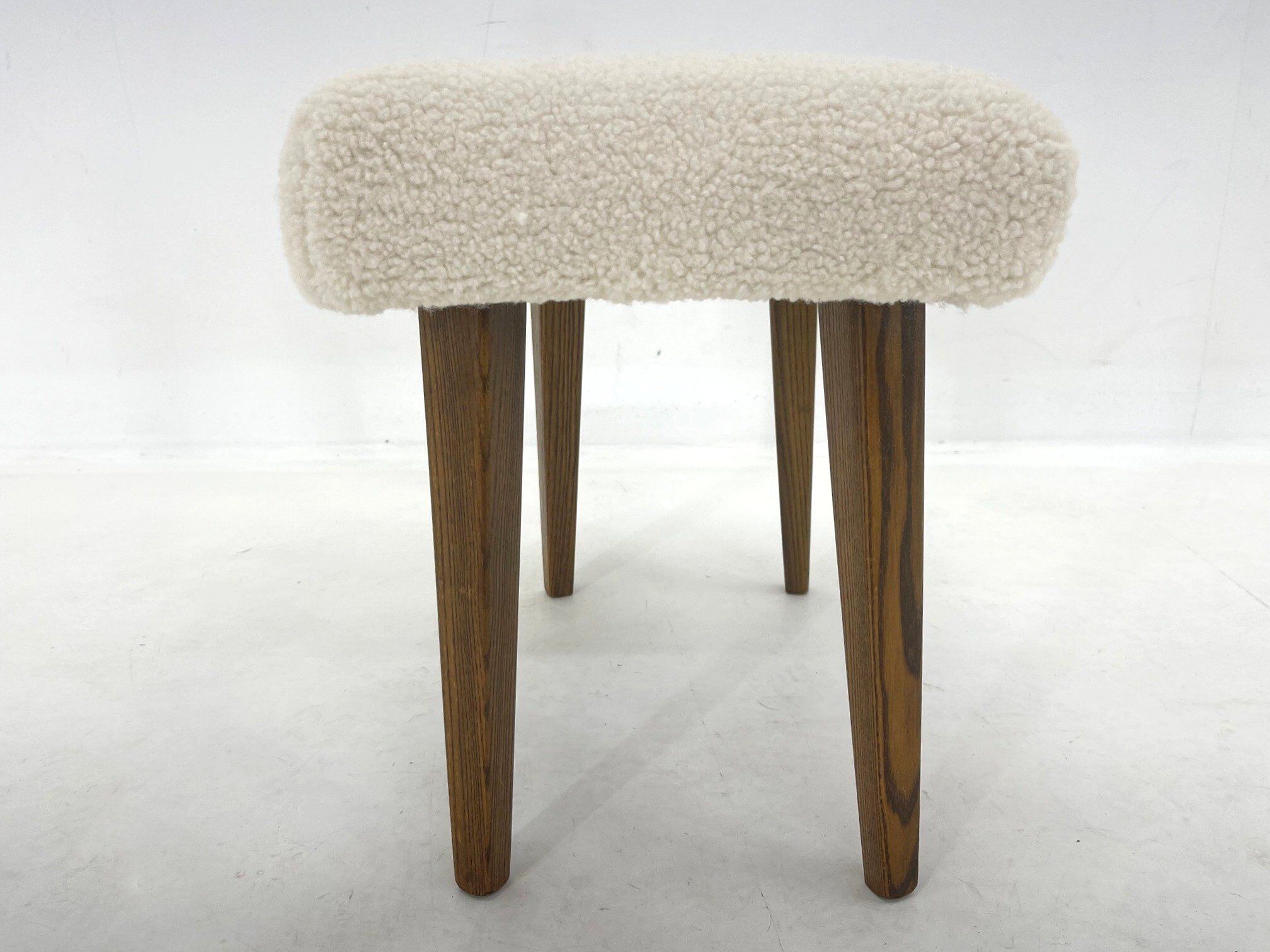 Mid-century Stool in Sheep Skin Fabric, 1970's