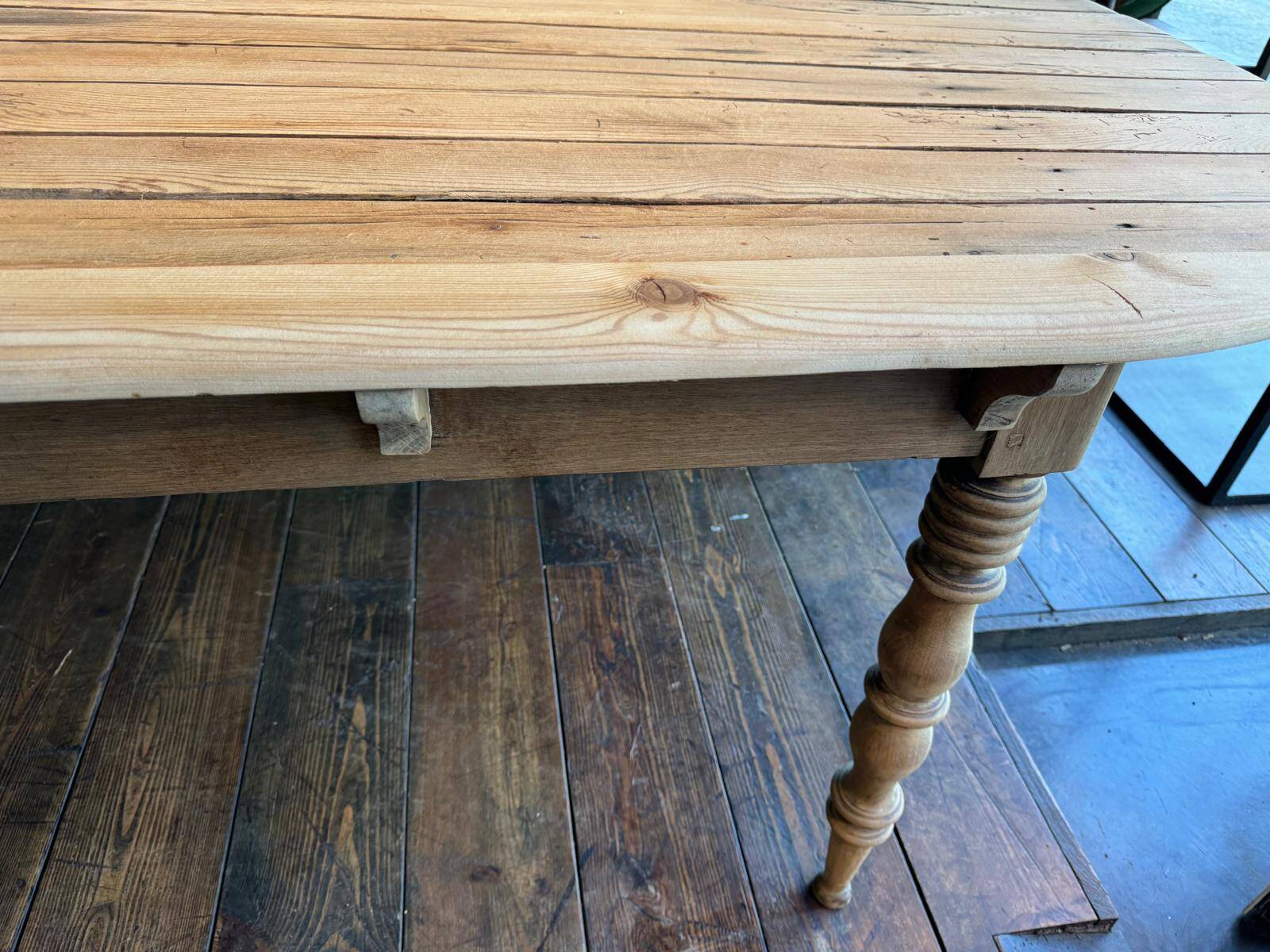 Large raw wood dining table