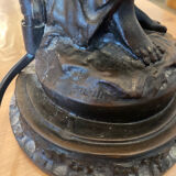 Lamp statue in regulated patinated bronze Auguste Moreau