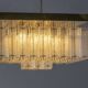 Bohemian flush-mount light in textured glass & brass, 1960s