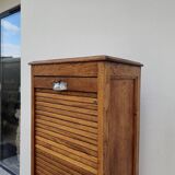 1950s oak filing cabinet with sliding curtains