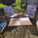 4 fauteuils en bambou et table basse vintage