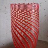 Blown glass vase with red spirals - Murano