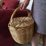 Panier en osier tressé avec couvercle