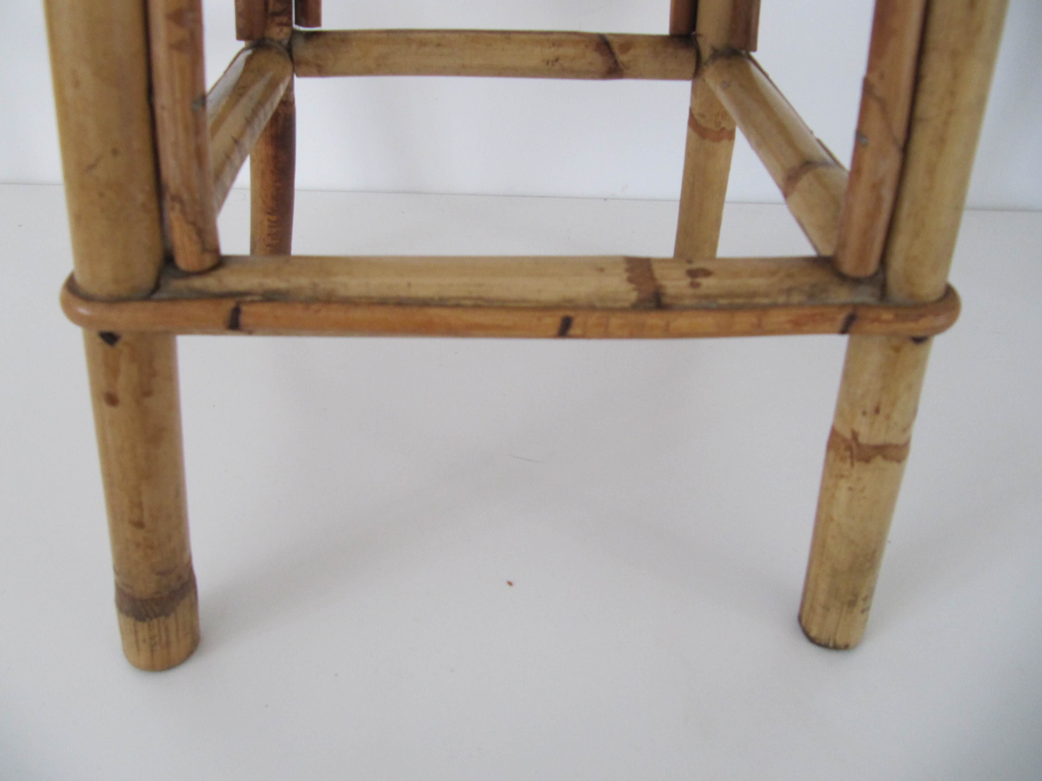 Vintage square rattan stool