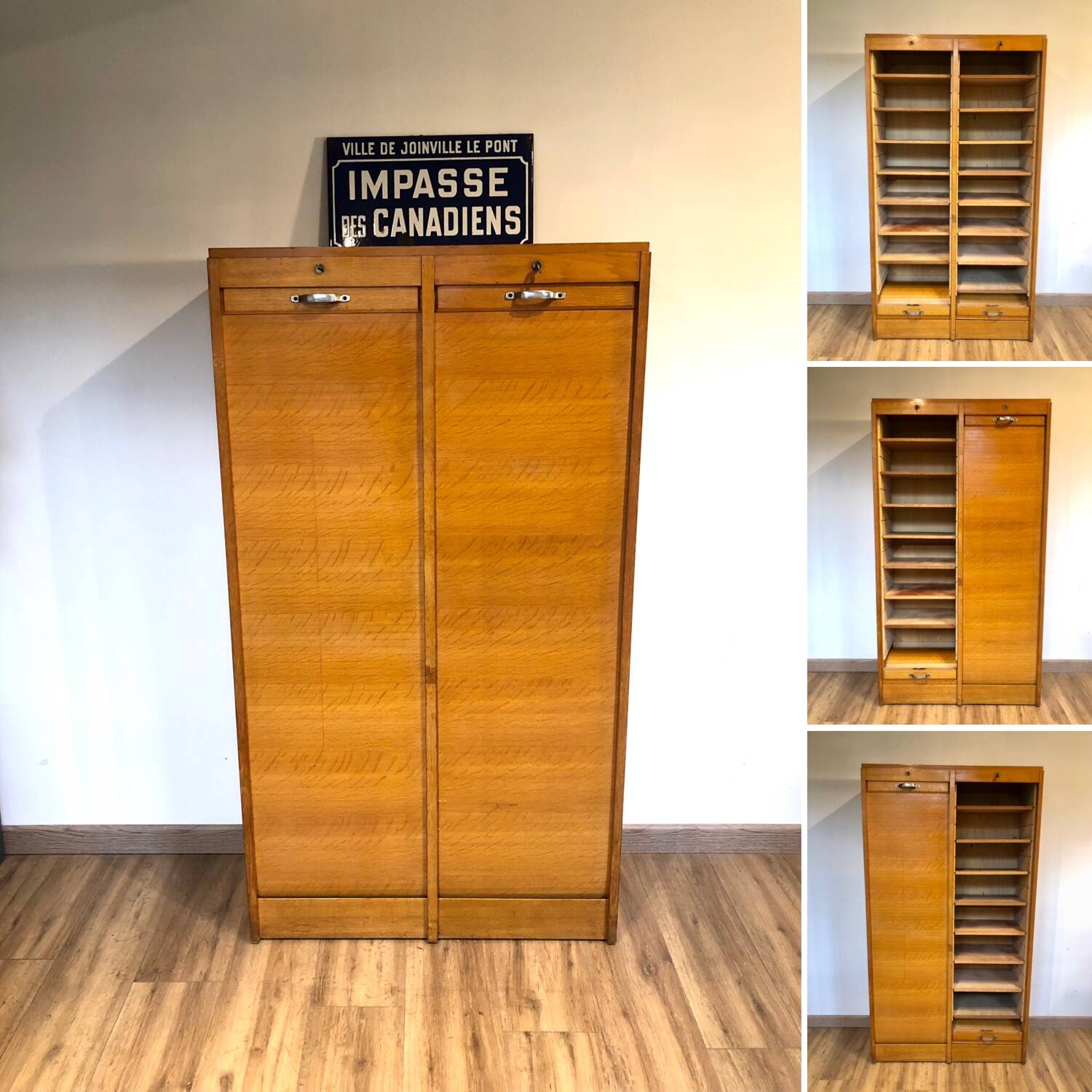 Double curtain filing cabinet