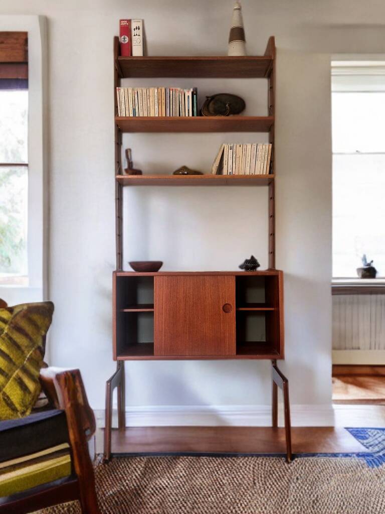 Meuble de rangement, bibliothèque scandinave en teck Ergo, 1960