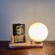 Art Deco pink marble and glass bedside lamp with photo holder